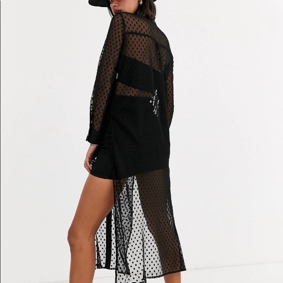 Bershka black mesh polka dot dress - Picture 2 of 2
